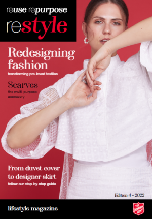 Edition 4 of restyle magazine with woman with diagonal pose wearing a white dress