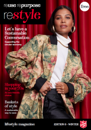 Cover of edition 6 with tall woman in floral jacket with white top underneath
