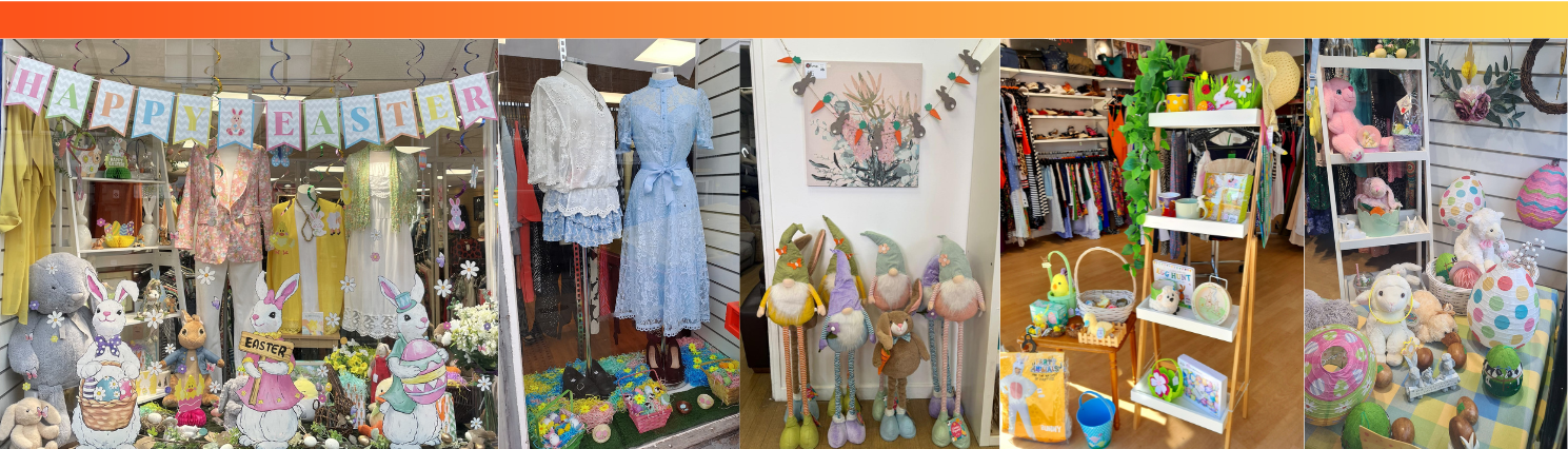 Various Salvation Army Shops with Easter decorations